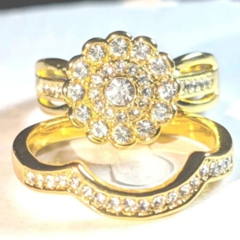 Womens 5ct Round Cut Lab Created Diamond Flower Shaped Wedding Ring Set Sz9